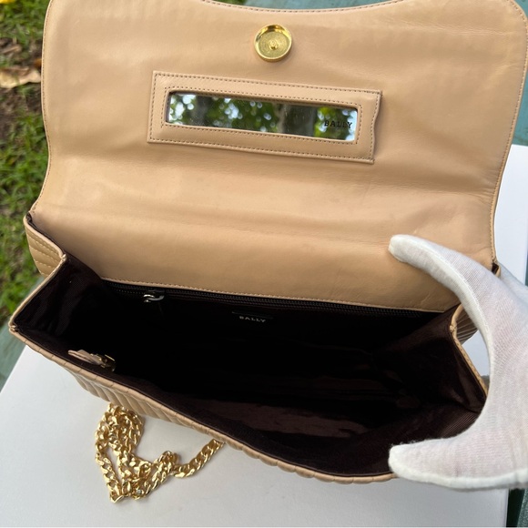 BALLY Shoulder Bag Handbag Leather Beige Crossbody Bag - Picture 3 of 16